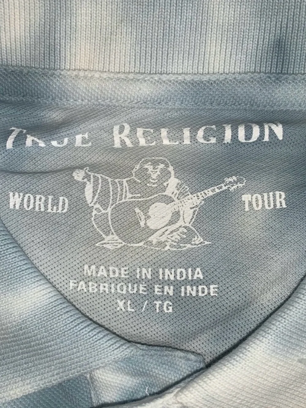 💙True Religion Light Blue and Navy Tie-Dye Polo🤍